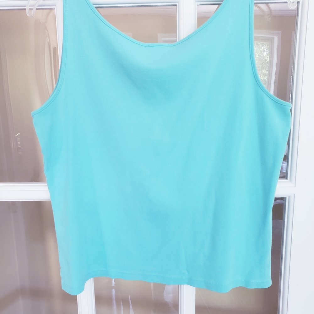 Sigrid Olsen Aqua Scoop Neck Tank Size: M - Picture 5 of 8